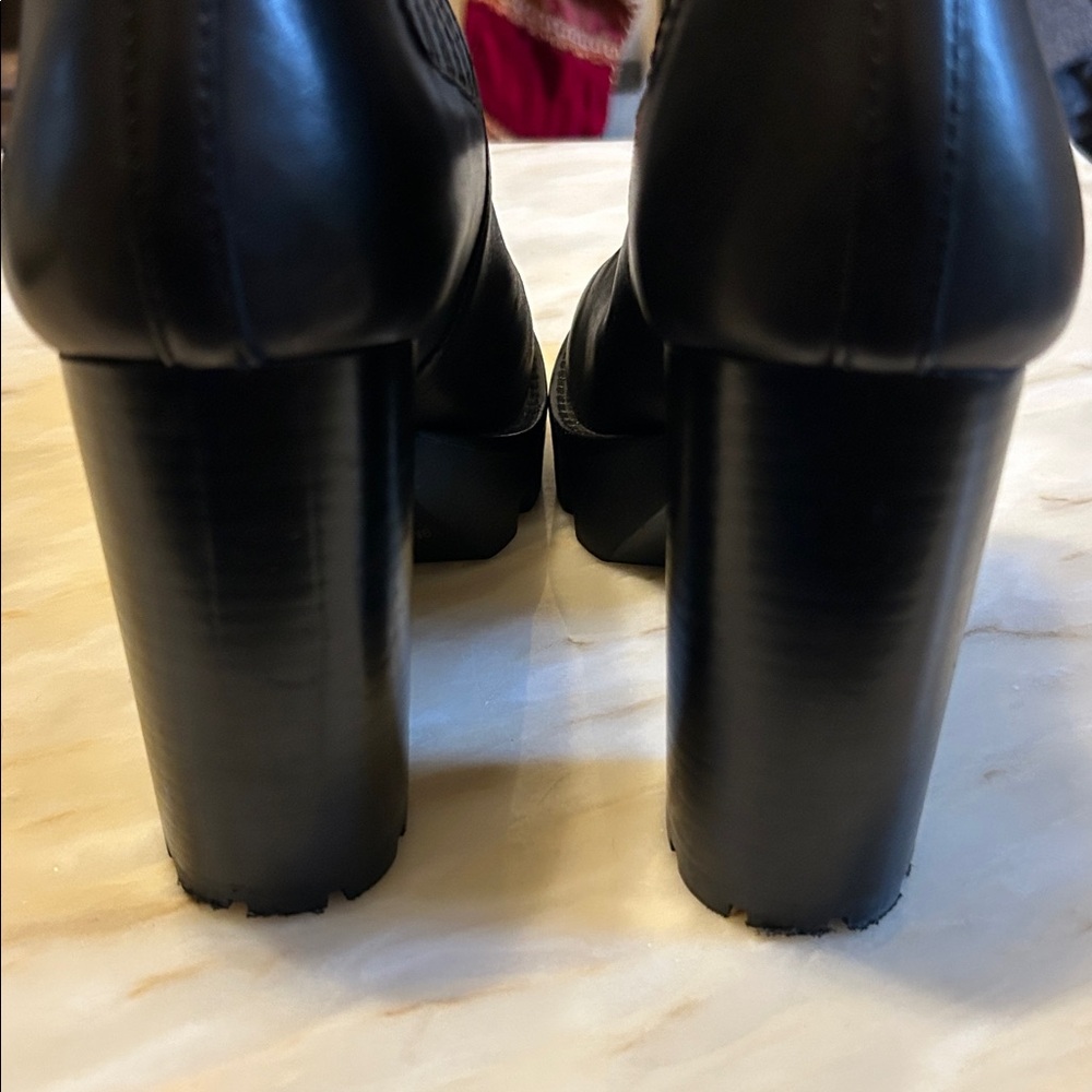 Antonio Melani Womens Pascal Leather Gore Detailed Lug Sole Platform Boots Sz 9 - Picture 7 of 14